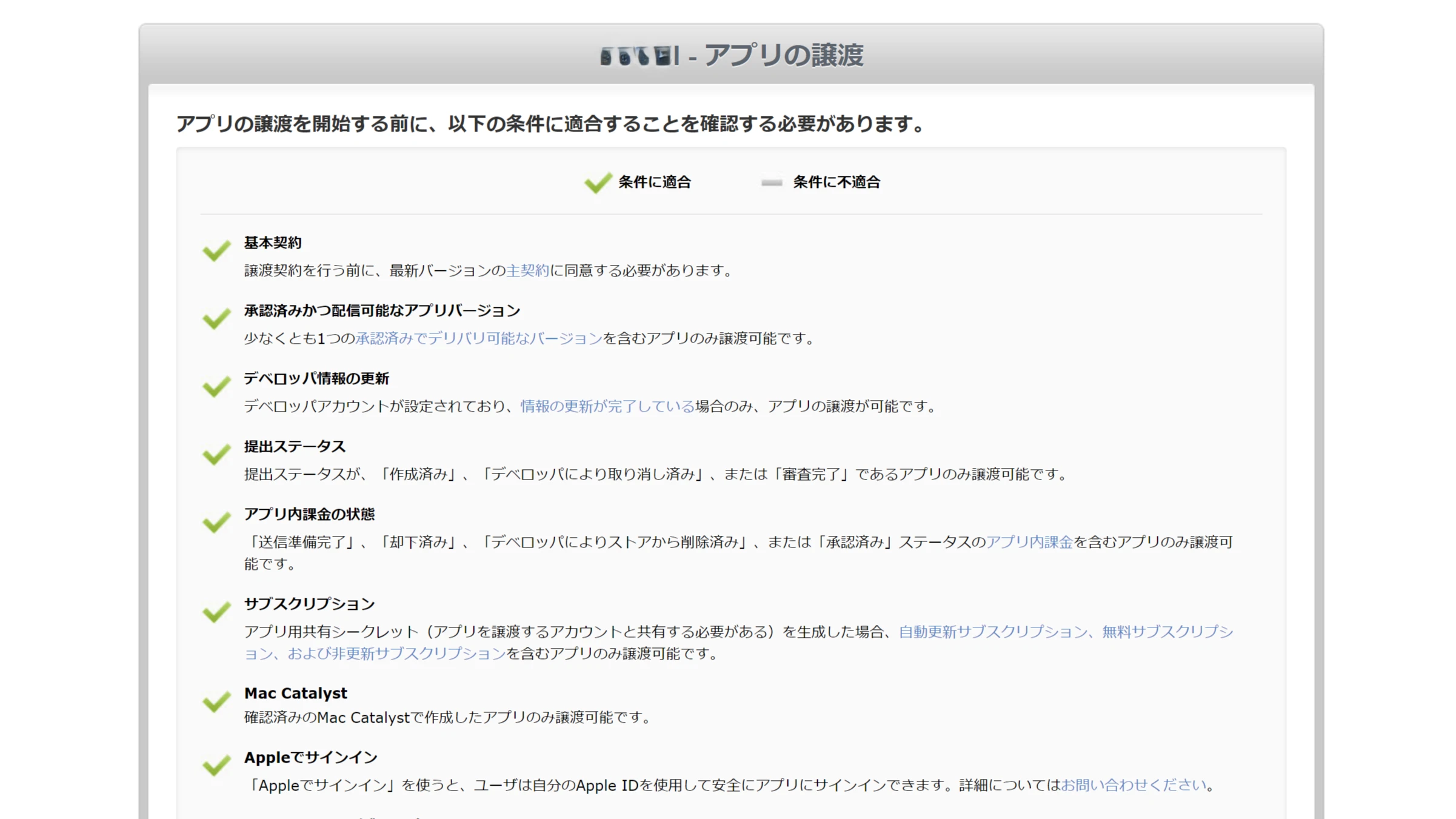 譲渡条件の確認画面
